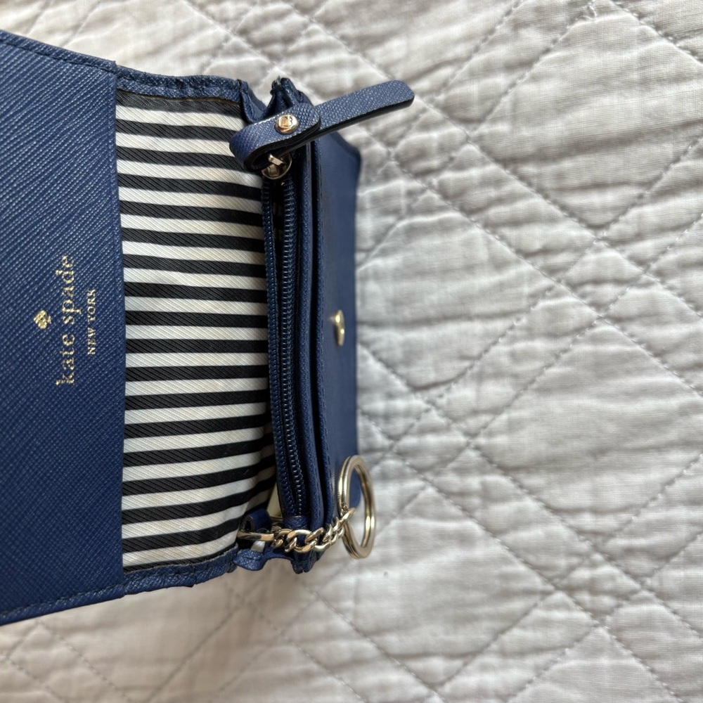 Kate Spade Midnight Blue Clutch with Gold Accents - Picture 9 of 11